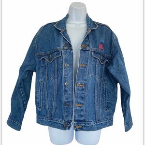 Rare  80s Vintage Planet Hollywood Miami jeans jacket size small oversized  fit
